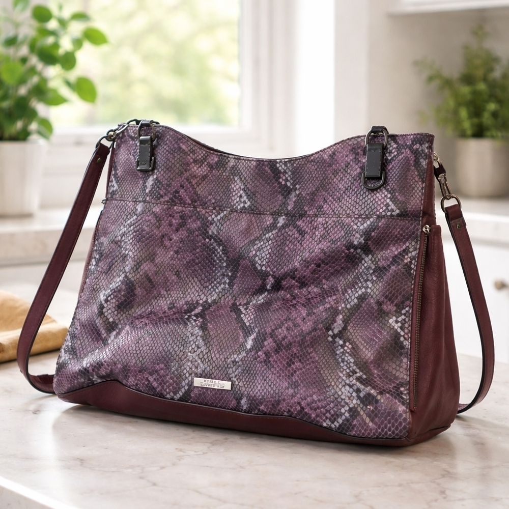 Vince Camuto Elegant Purple Snake Print Women's Bag